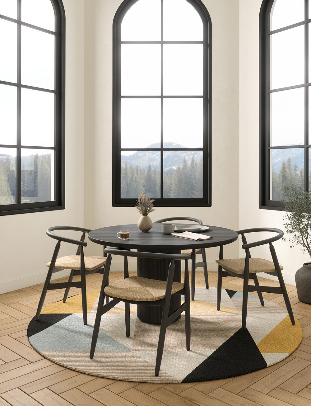 Mizza Black Yellow Multicolor Rug