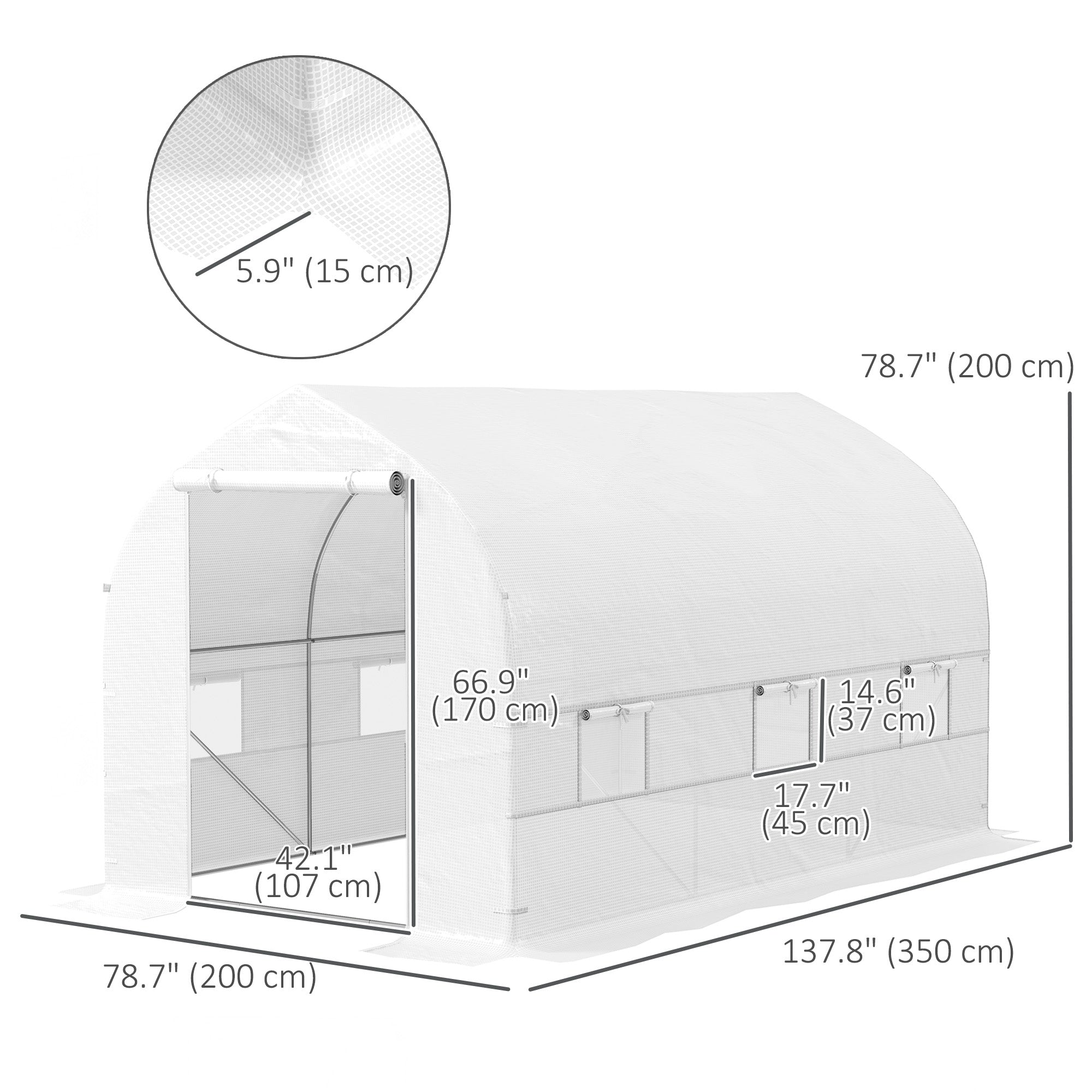 Outsunny 11.5' x 6.6' x 6.6' Portable Walk-In Tunnel Greenhouse Garden Warm House - White