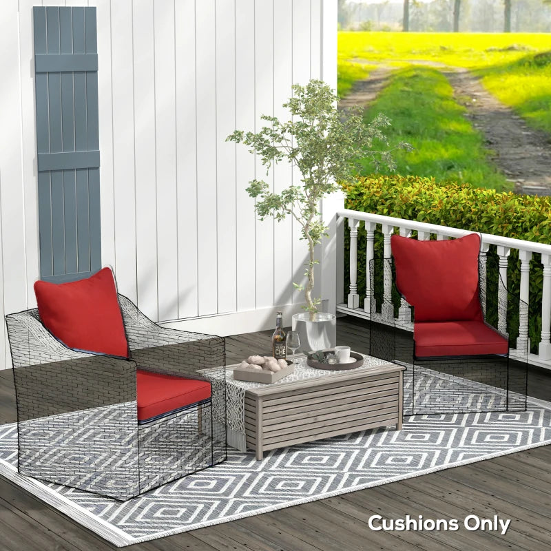 Seat Cushion Back Pillows Replacement Set of 2, Patio Chair Cushions Set for Indoor Outdoor, Wine Red