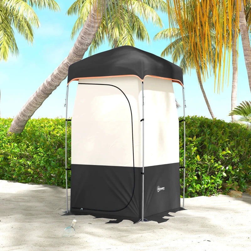 Camping Shower Tent, Portable Privacy Shelter with Solar Shower Bag, Removable Floor and Carrying Bag, Black