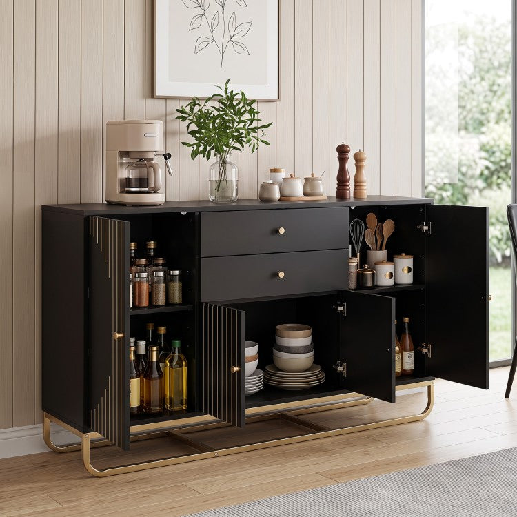 Modern Buffet Sideboard Cabinet with 2 Drawers & Adjustable Shelves for Dining Room, Kitchen & Living Room