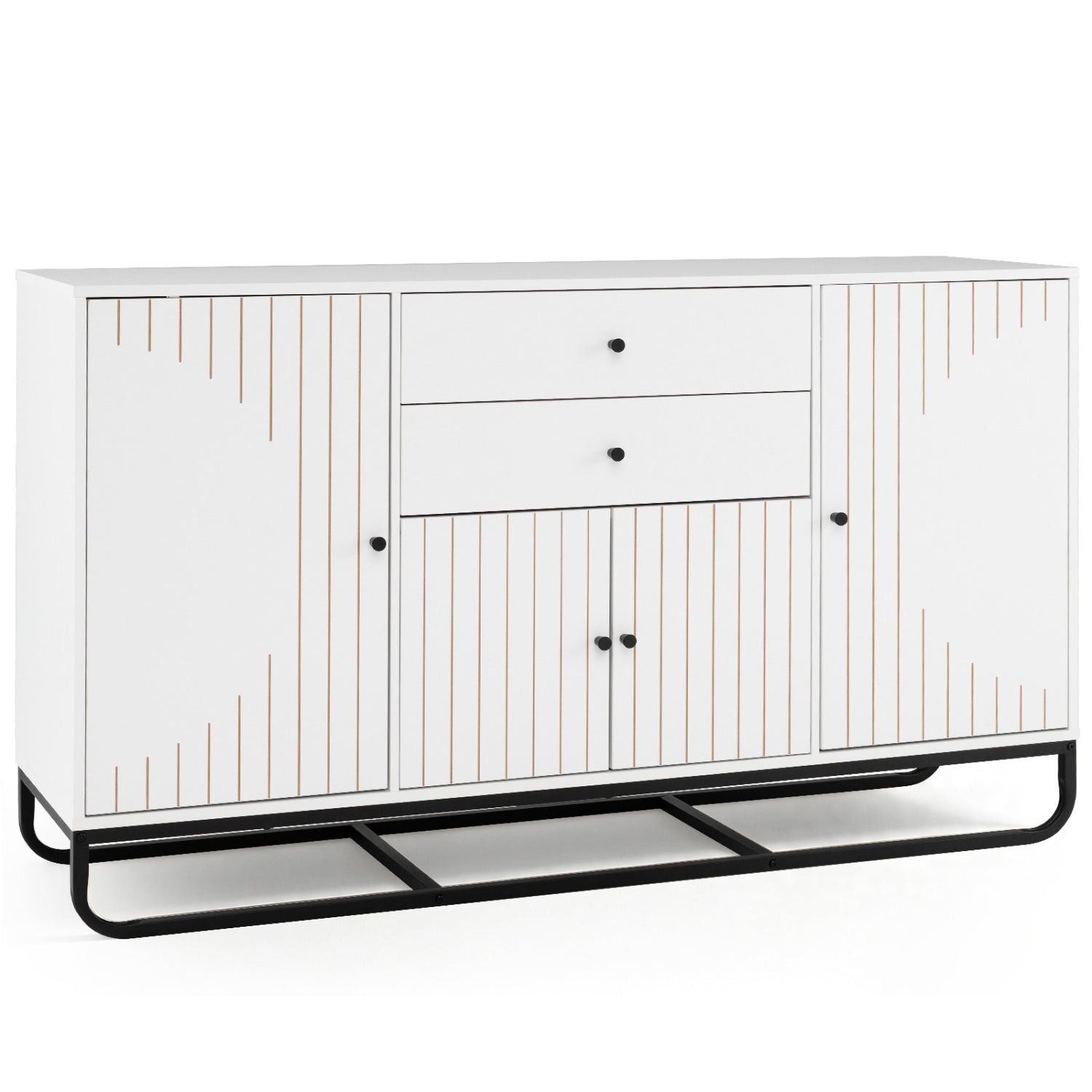 Modern Buffet Sideboard Cabinet with 2 Drawers & Adjustable Shelves for Dining Room, Kitchen & Living Room