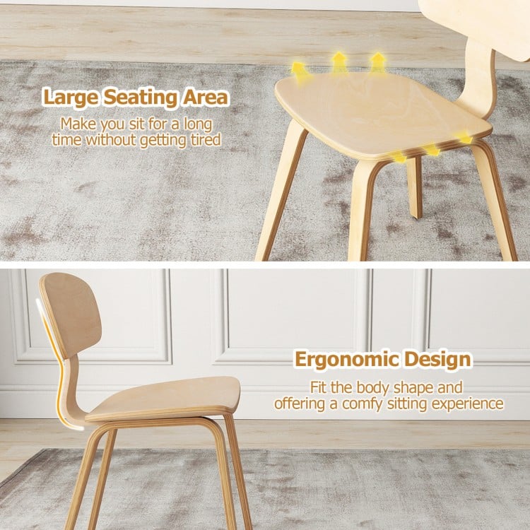 Modern Dining Chair Set of 2 with Wide Seat-Natural