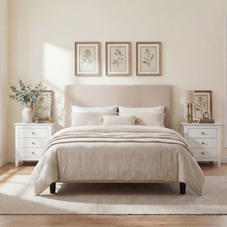 Modern Farmhouse 3-Drawer NightStand with Wood Grain Accents and Sleek Knobs-White