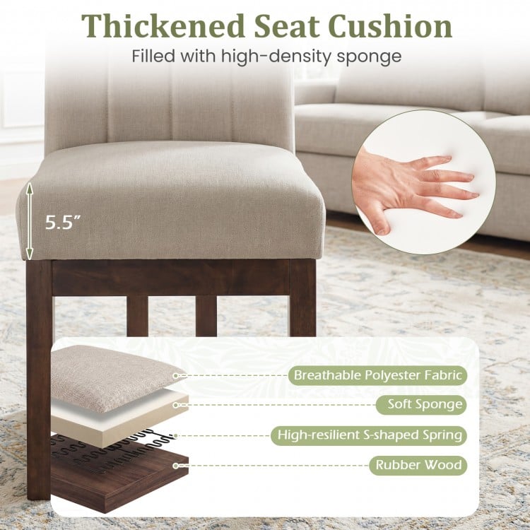Modern Farmhouse Fabric Dining Chairs Set of 2 with 5.5" Thickened Padded Seat-Walnut