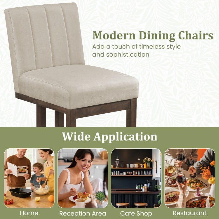 Modern Farmhouse Fabric Dining Chairs Set of 2 with 5.5" Thickened Padded Seat-Walnut