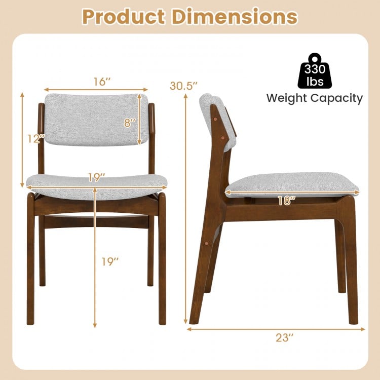 Modern Padded Dining Chairs with Rubber Wood Legs Set of 2-Brown
