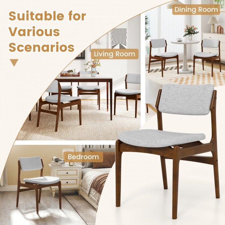 Modern Padded Dining Chairs with Rubber Wood Legs Set of 2-Brown