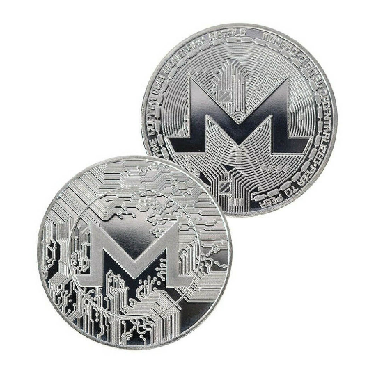 Monero Coin - Silver Metal Physical Blockchain Cryptocurrency Collectible Coin