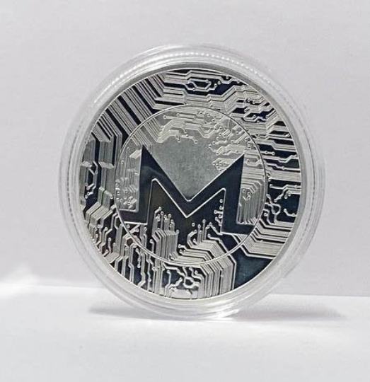 Monero Coin - Silver Metal Physical Blockchain Cryptocurrency Collectible Coin