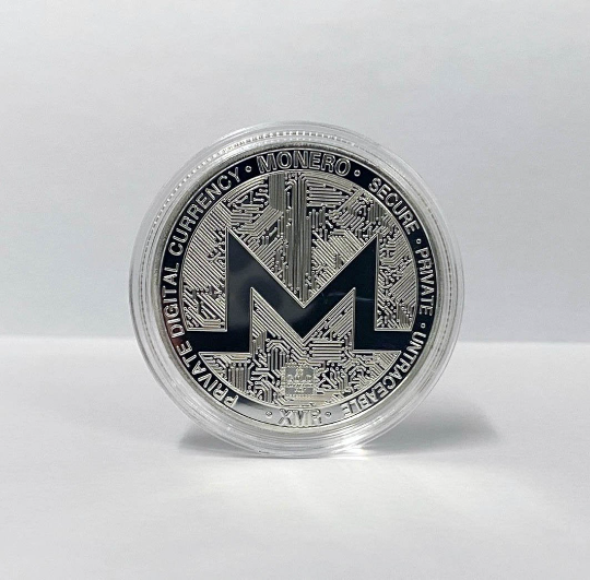Monero Coin - Silver Metal Physical Blockchain Cryptocurrency Collectible Coin