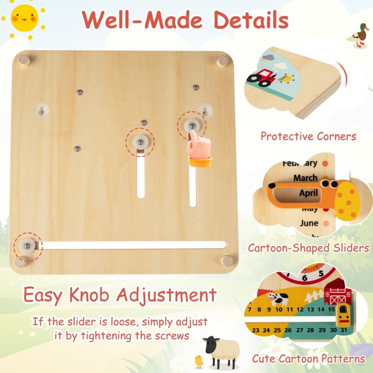 Montessori Wooden Toy for Toddlers Educational Learning Clock Toy About Season