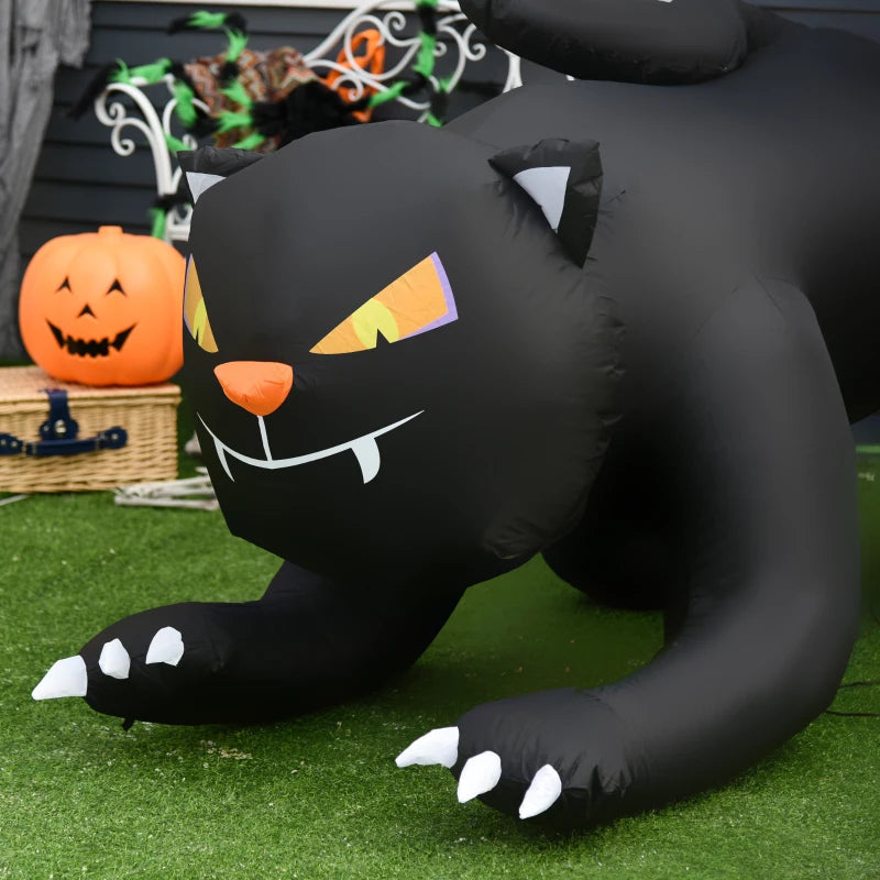 HOMCOM 4ft Tall Inflatable Black Cat – Halloween Airblown Yard Decoration