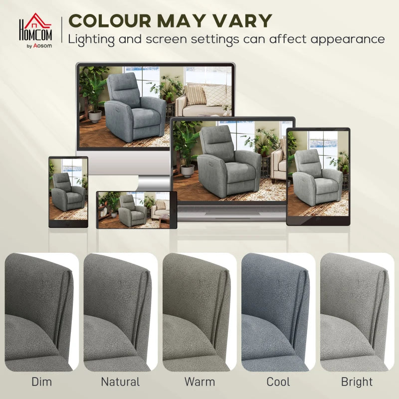 Power Recliner Chair, Fabric Upholstered Recliner Chair with USB Ports, Footrest, Grey