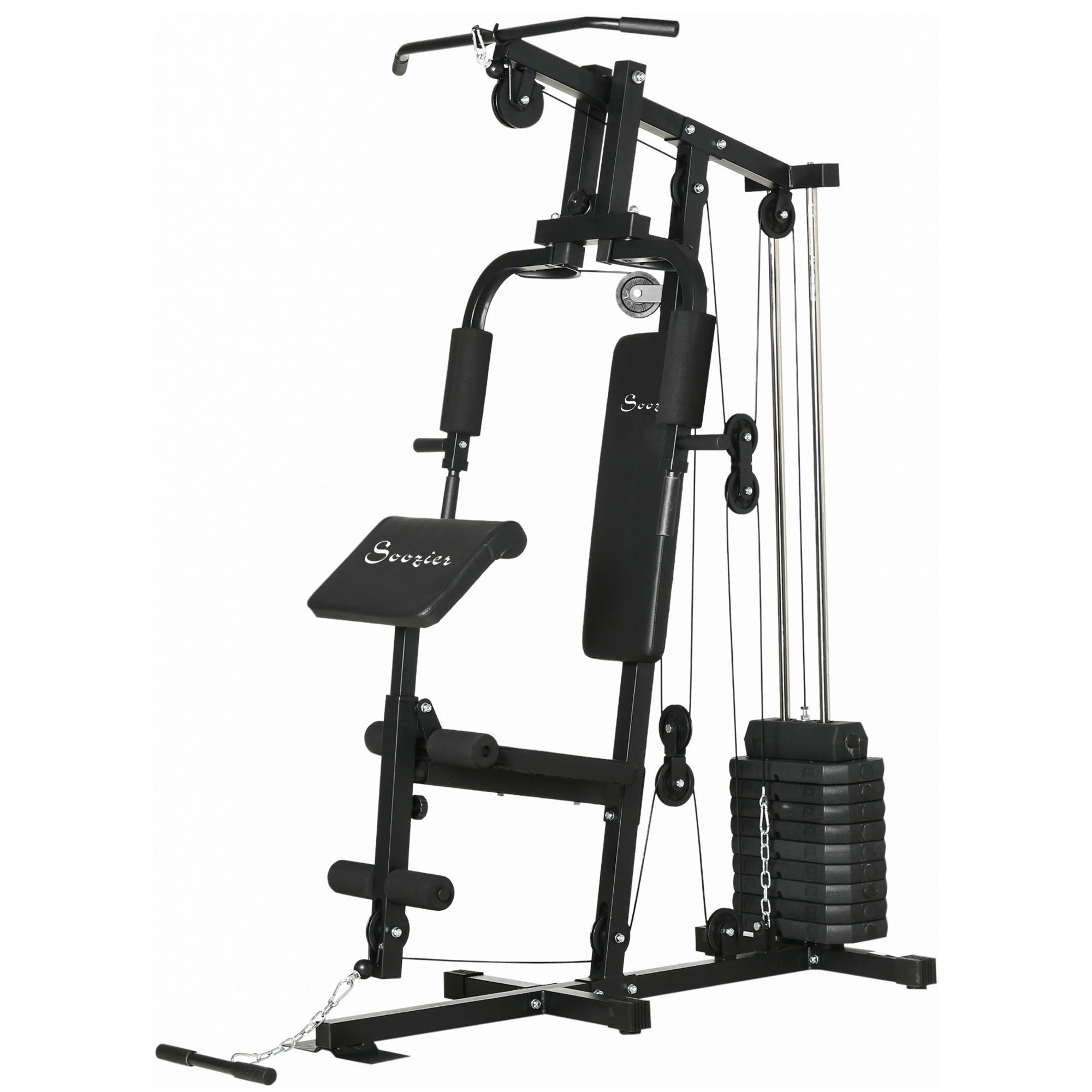 Soozier Multi-Exercise Home Gym Station with 99lbs Weight Stack, for for Back, Chest, Arms, Full Body Workout