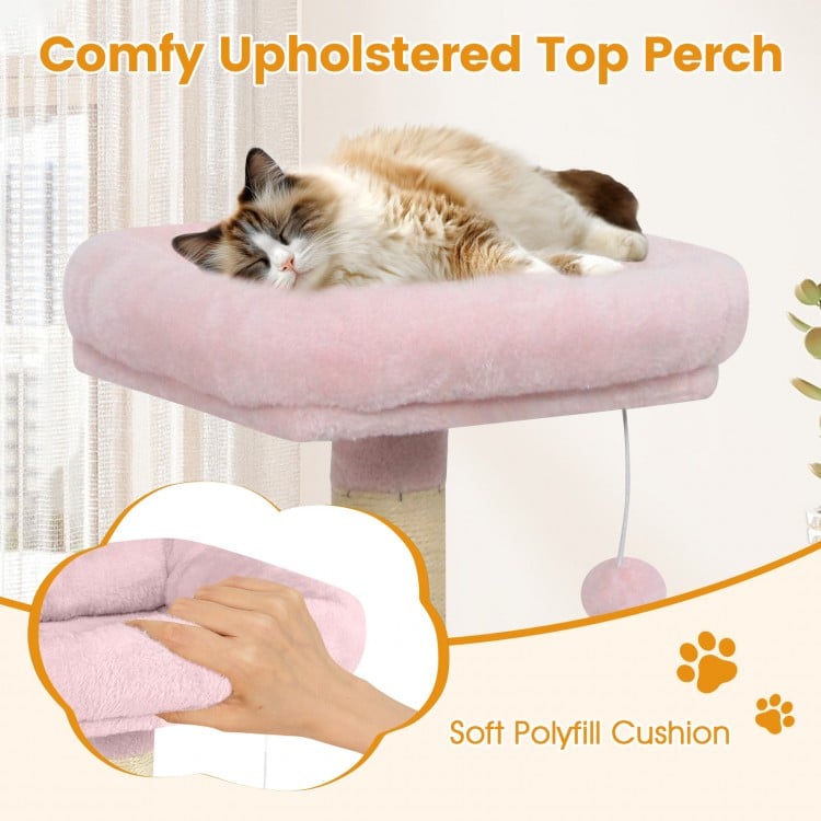 Multi-Level Cat Tower with 2-Door Condo and Padded Top Perch-Pink