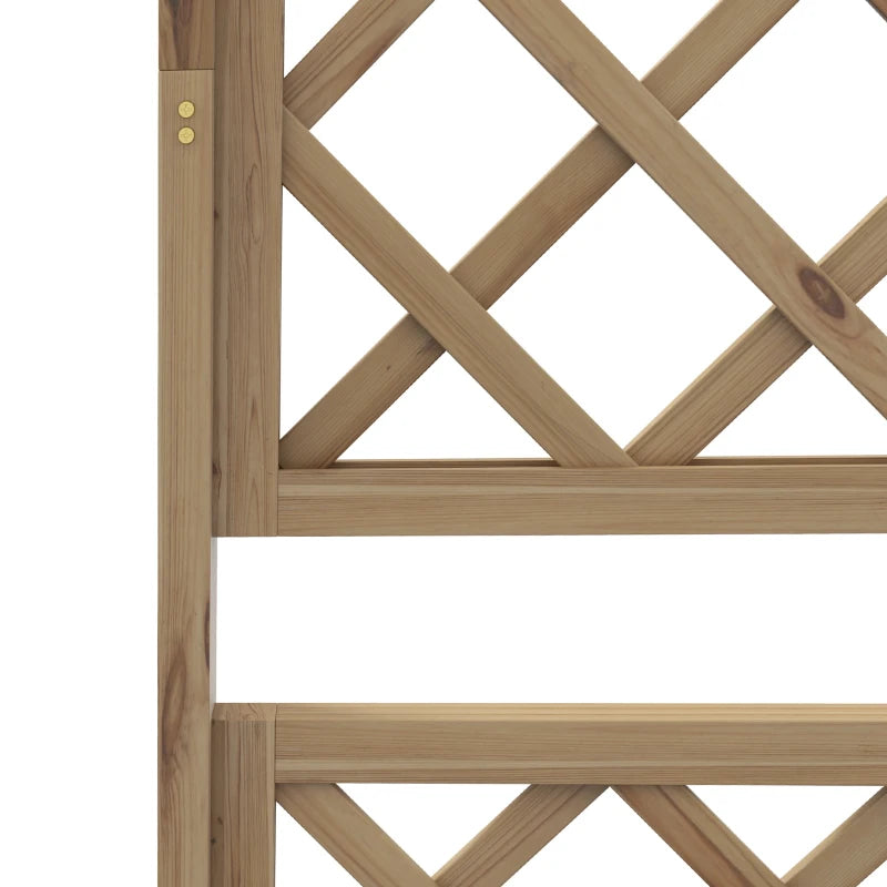 Wooden Planter with Trellis Privacy Screen, Raised Garden Bed to Grow Vegetables, Herbs and Flowers, Natural