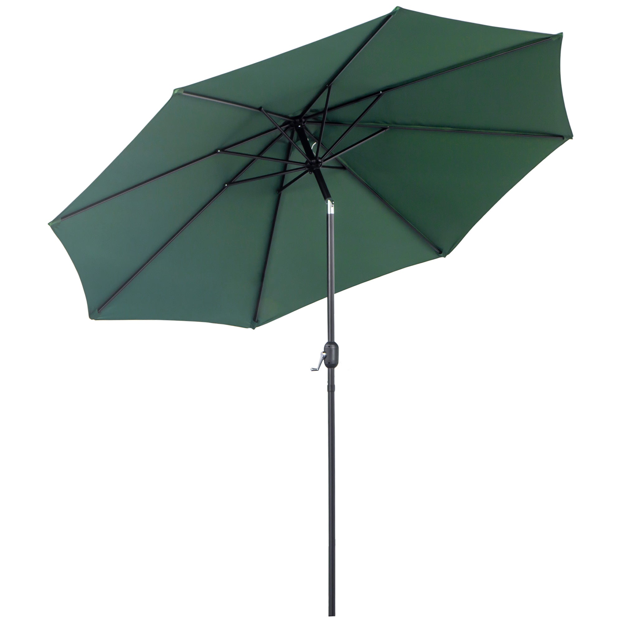 Outsunny Steel Frame Patio Parasol: 10'x 8' Round Market Garden Canopy for Outdoor, Green