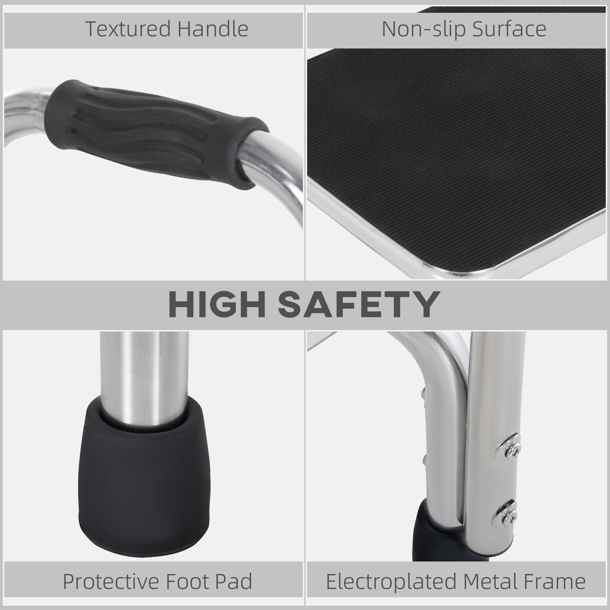 HOMCOM Metal Step Stool with Handle 1-Step Ladder Wide Anti-Slip for Outdoor Indoor