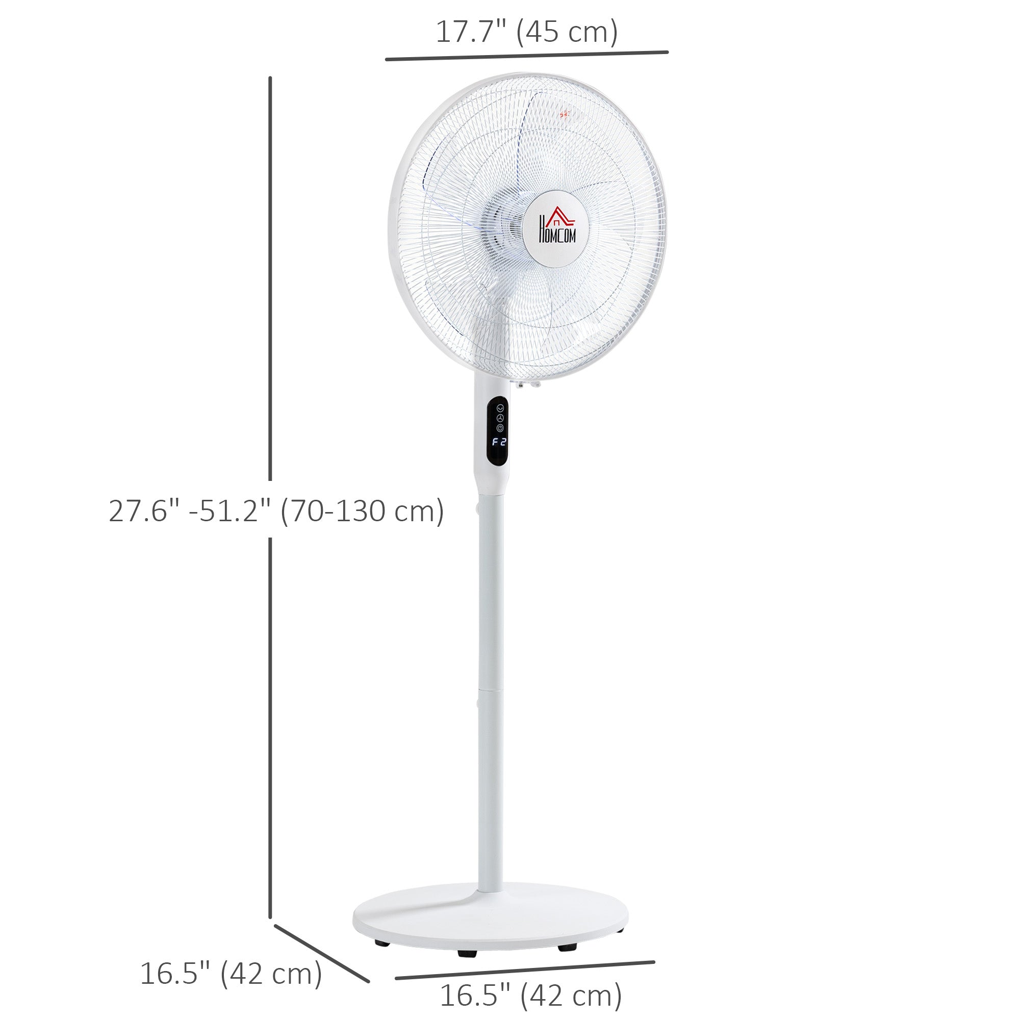 HOMCOM Oscillating Standup Fan with Remote LED Display Cooling Device for Home Office White