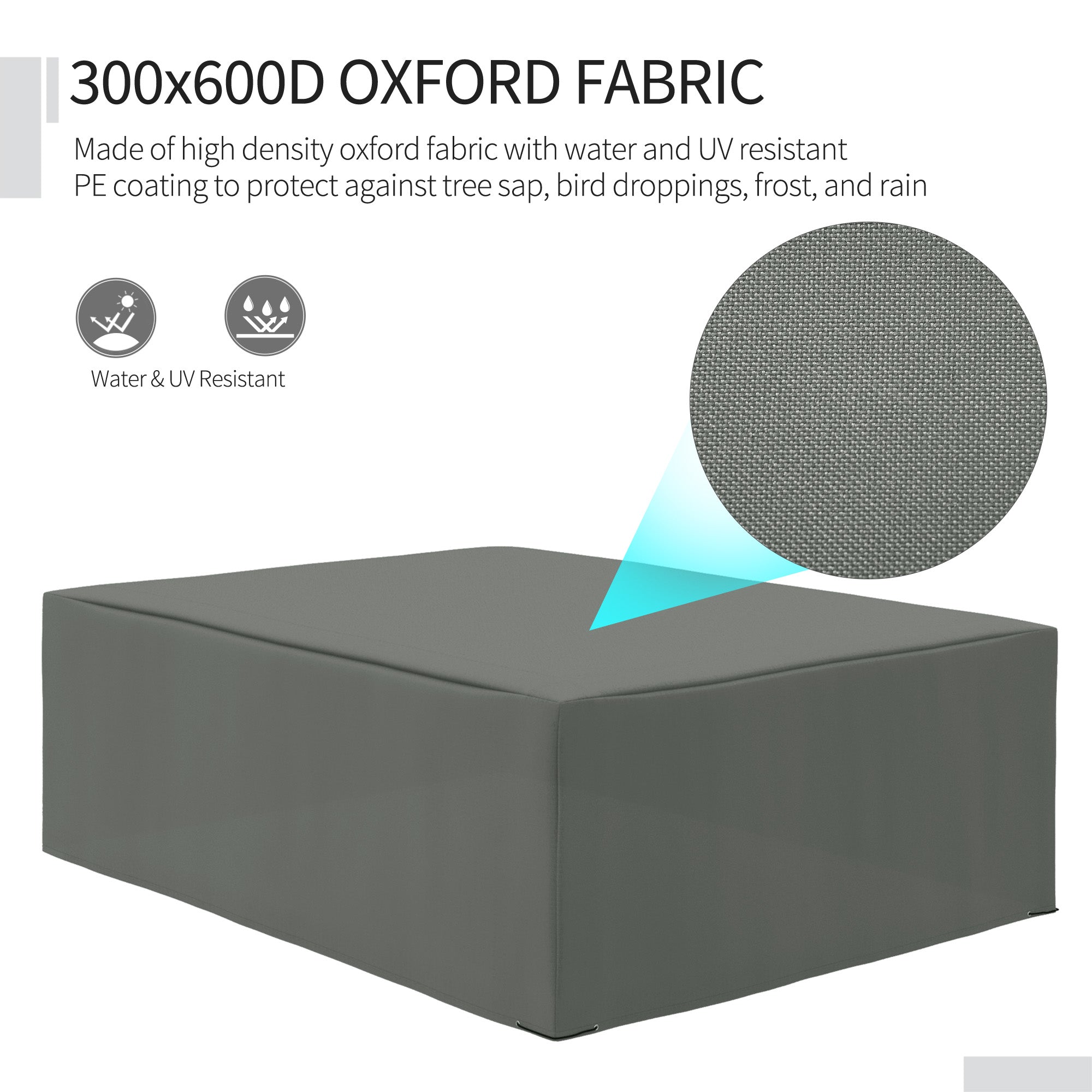 Outsunny Waterproof & Anti-UV Oxford Garden Furniture Dining Set Cover 108"x80"x35"H Charcoal Grey