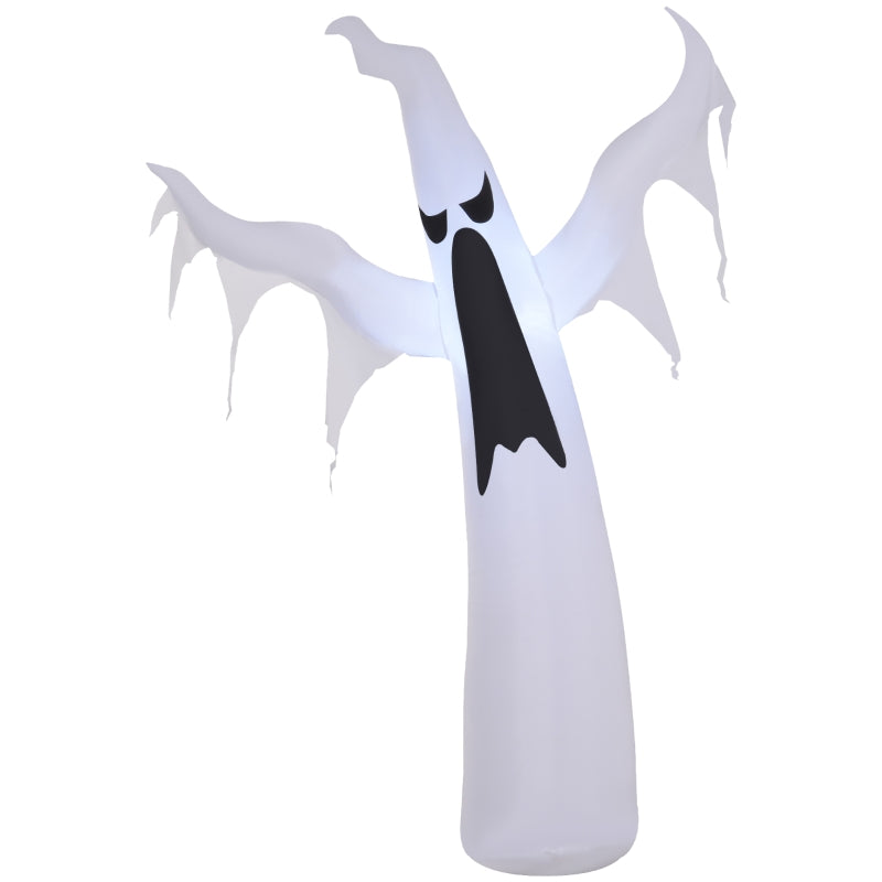 Outsunny 7ft Inflatable Halloween Ghost with Horns – LED Blow-Up Yard Display with Flame Effect