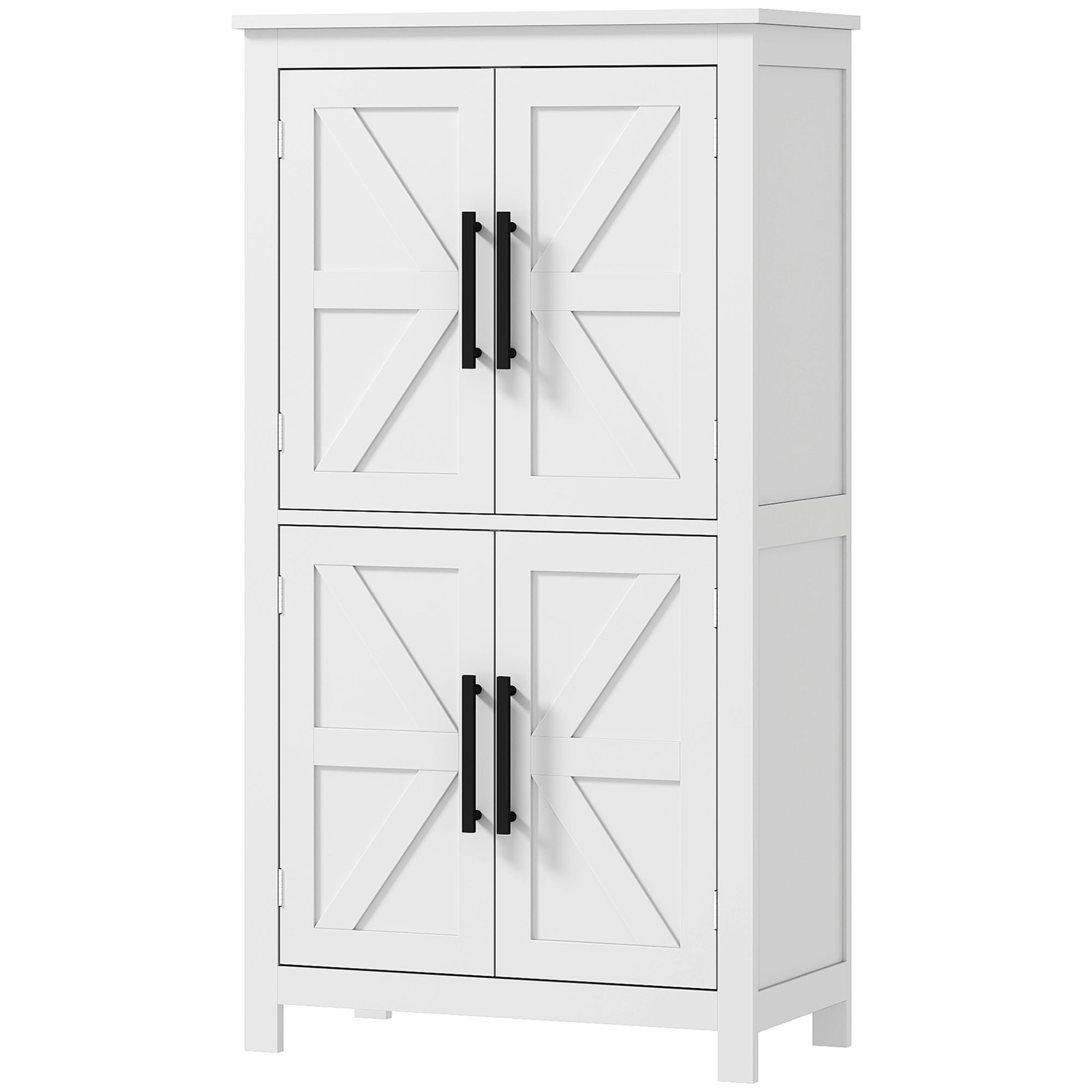 HOMCOM Farmhouse Bathroom Storage Cabinet, Bathroom Floor Cabinet with Barn Doors and Adjustable Shelf, White