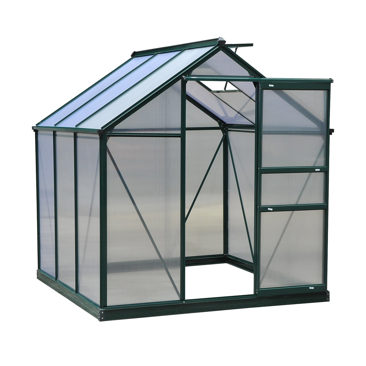 Outsunny 6.2' x 6.3' x 6.6' Clear Polycarbonate Greenhouse Large Walk-In Green House Garden Plants Grow Galvanized Base Aluminium Frame
