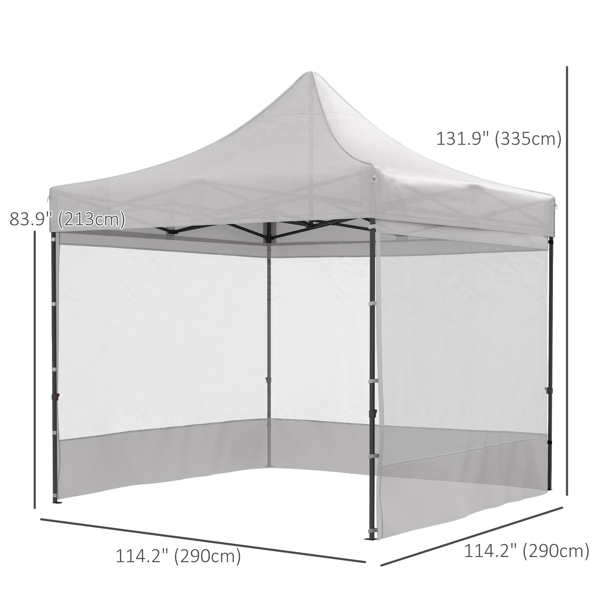 Outsunny 10' x 10' Pop Up Canopy Tent Gazebo with Wheeled Carry Bag and Sides, Height Adjustable for Outdoor, Patio, Garden