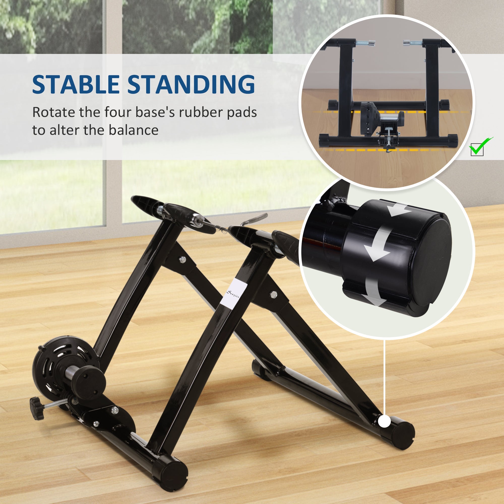 Soozier Magnetic Bike Trainer: Foldable Indoor Bicycle Exercise Stand with Steel Frame for Home Gym, Black