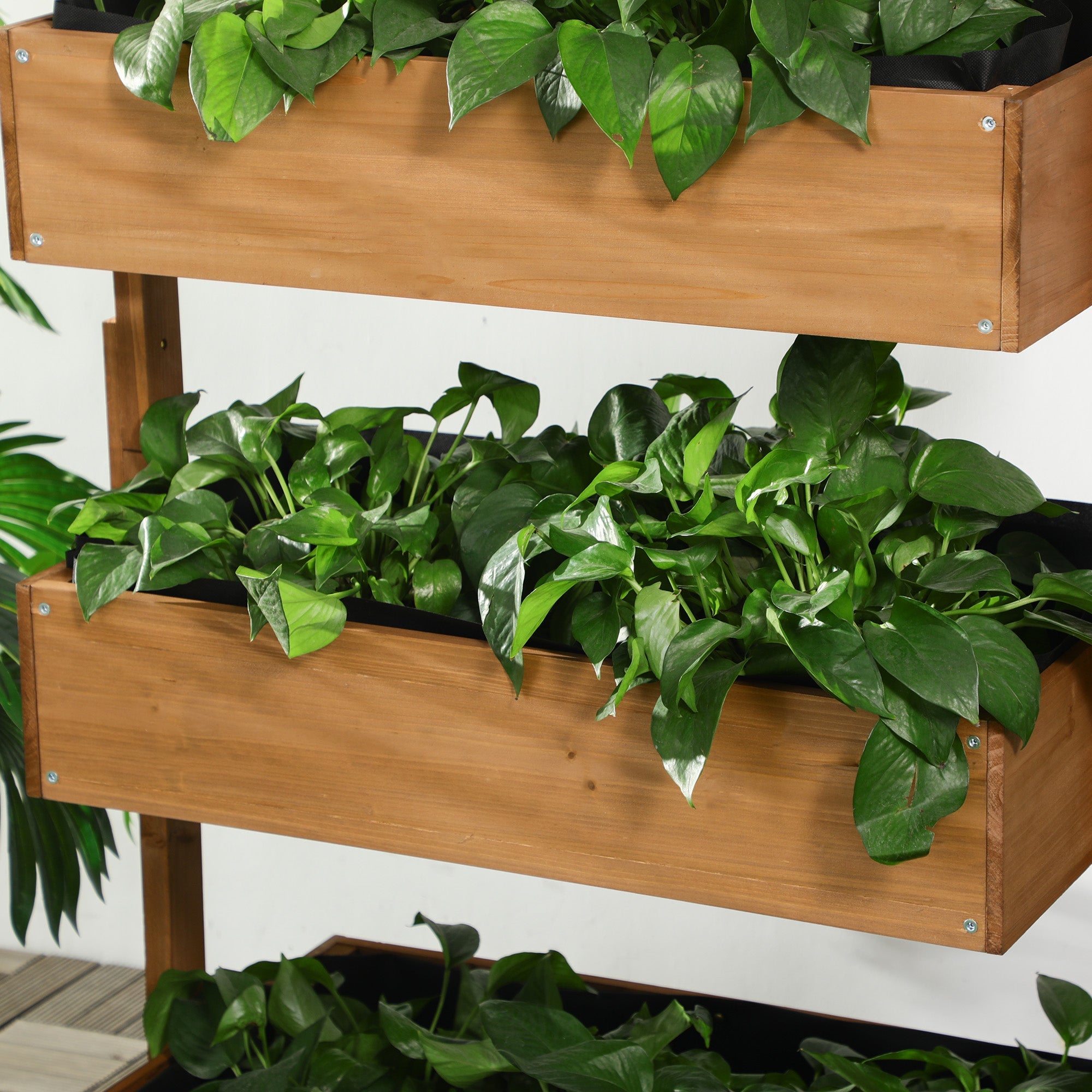 Outsunny 4-Tier Vertical Raised Garden Bed: Elevated Planter Rack with Non-Woven Fabric, Wooden Boxes