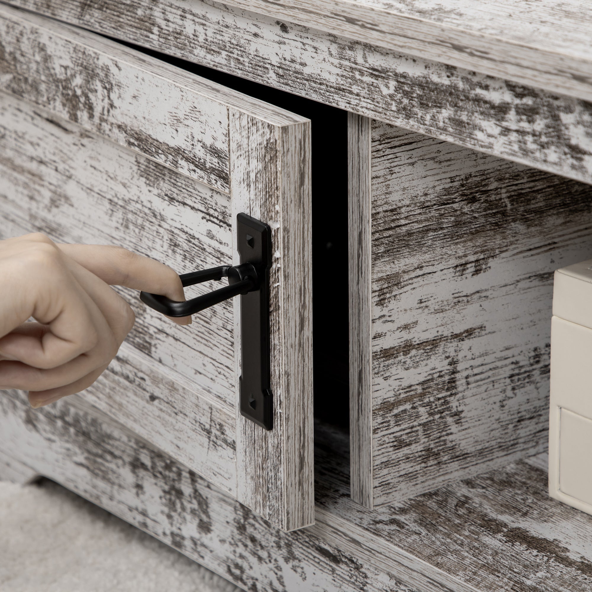 HOMCOM Vintage Tea Table: Coffee Table with Storage Cabinet for Living Room/Bedroom, White