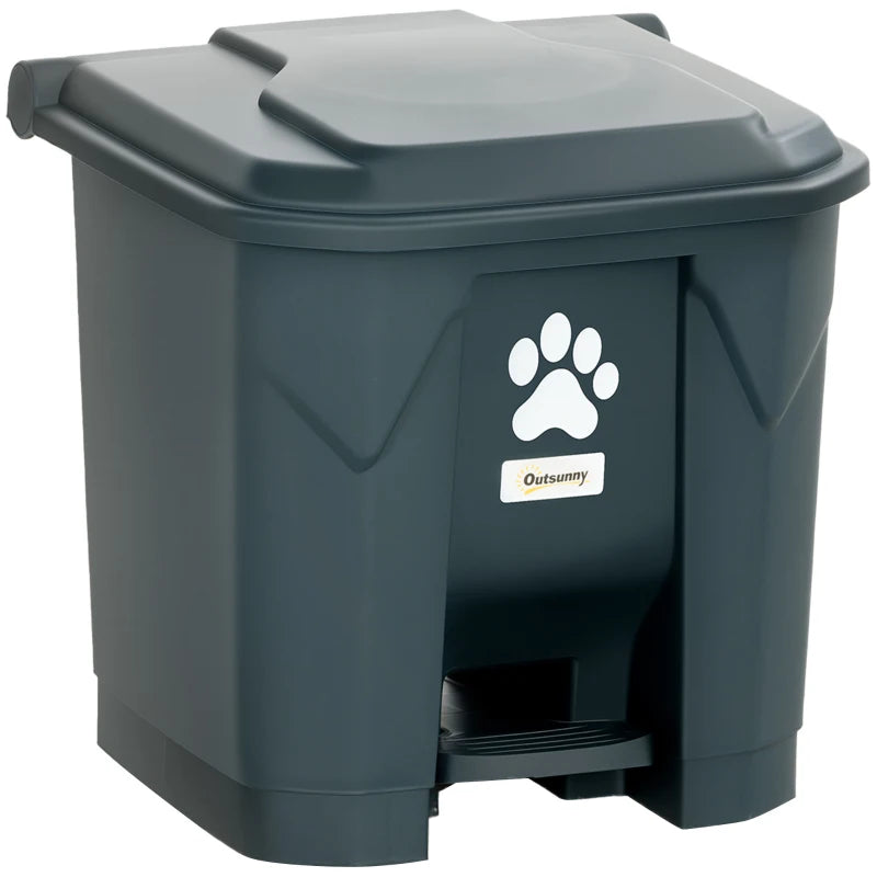Dog Poop Outdoor Garbage Bin, 8 Gal Pet Waste Garbage Can with Lid and Pedal, Waterproof Plastic Trash Can, Black