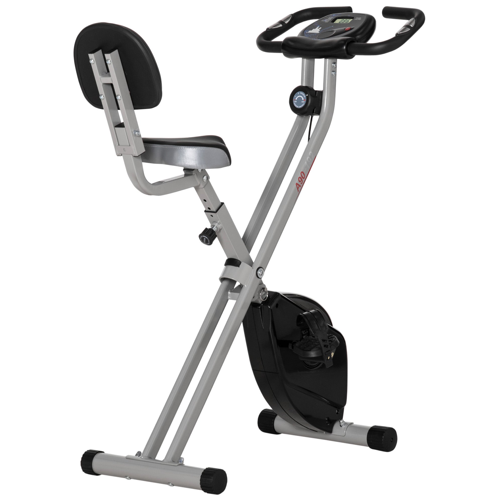 Soozier Foldable Upright Exercise Bike Indoor Stationary X Bike 8 Levels Magnetic Resistance Aerobic Exercise