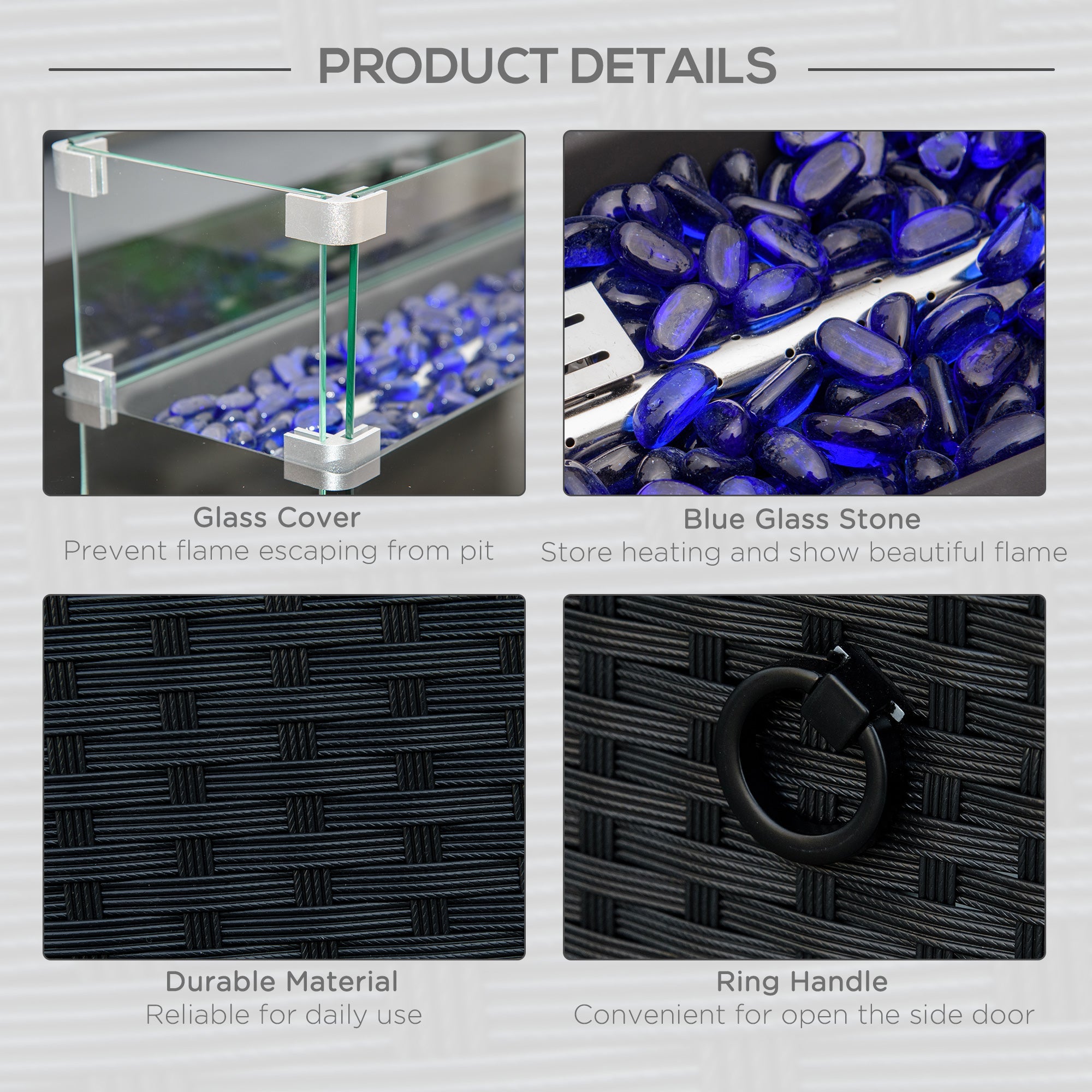 Outsunny Outdoor Propane Gas Fire Pit Table 43 Inch 50000 BTU Electric Ignition CSA Certified Black