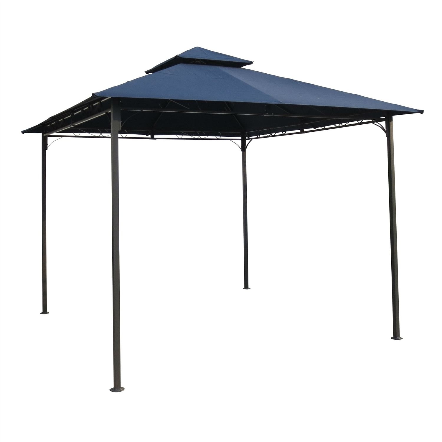 10Ft x 10Ft Outdoor Garden Gazebo with Iron Frame and Navy Blue Canopy - Free Shipping