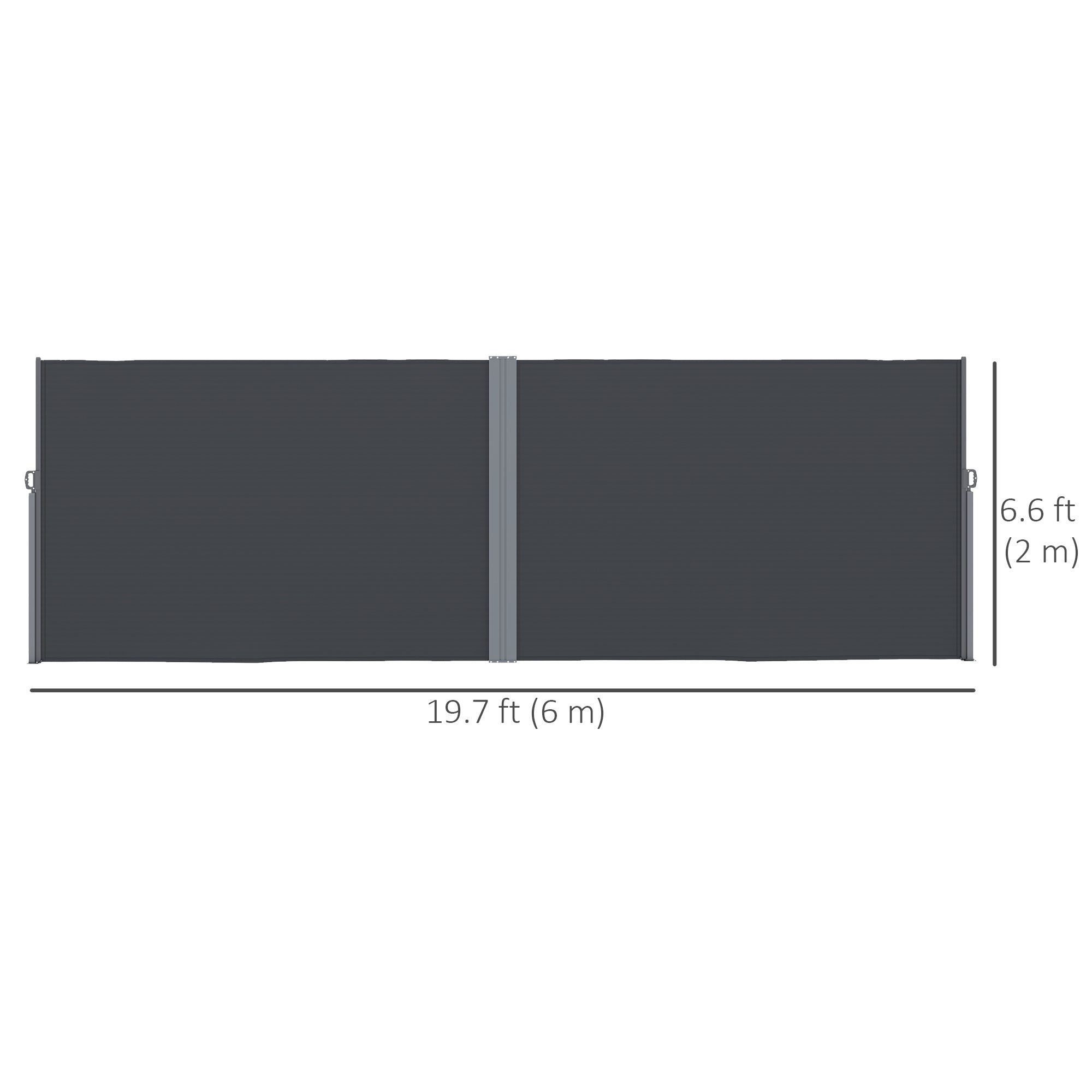 Outsunny Retractable Double Side Awning, 79"x236" Patio Privacy Screen, UV Resistant, Waterproof Wind Screen, Charcoal Grey