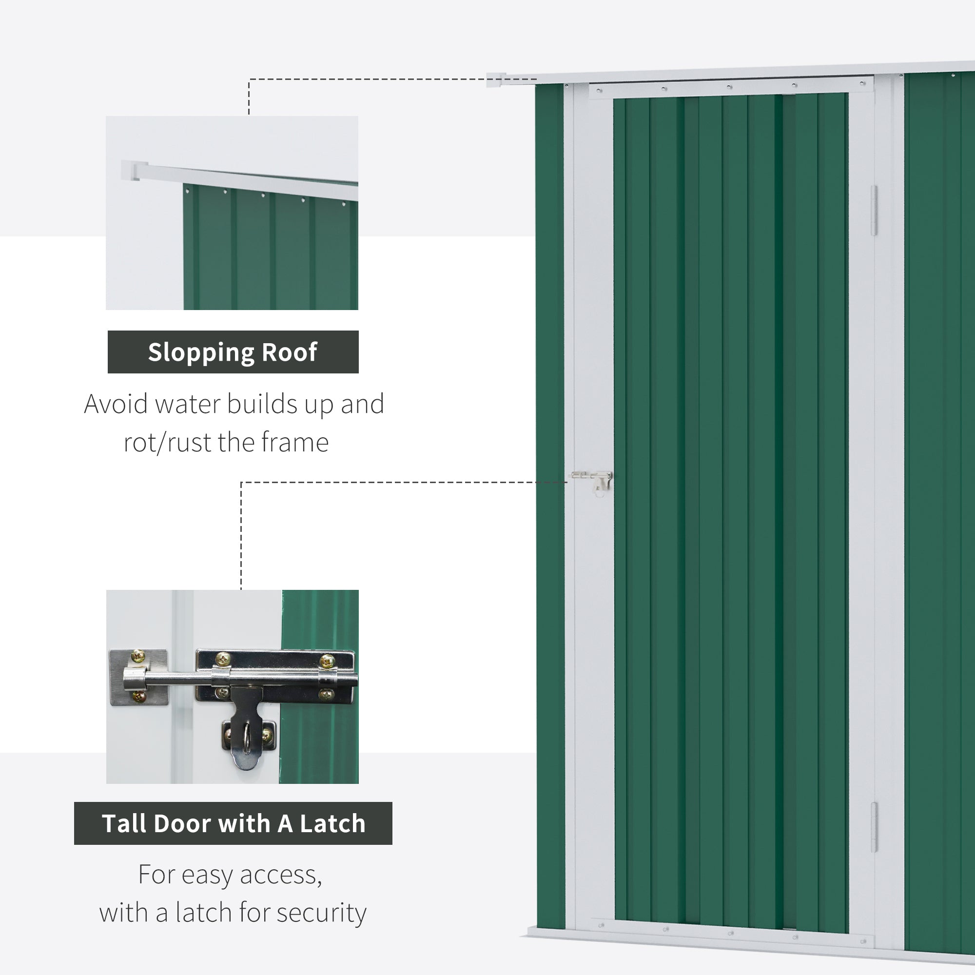 Outsunny Metal Outdoor Storage Shed 5x3 ft - Green, with Sloped Roof & Lockable Door for Tools and Bikes