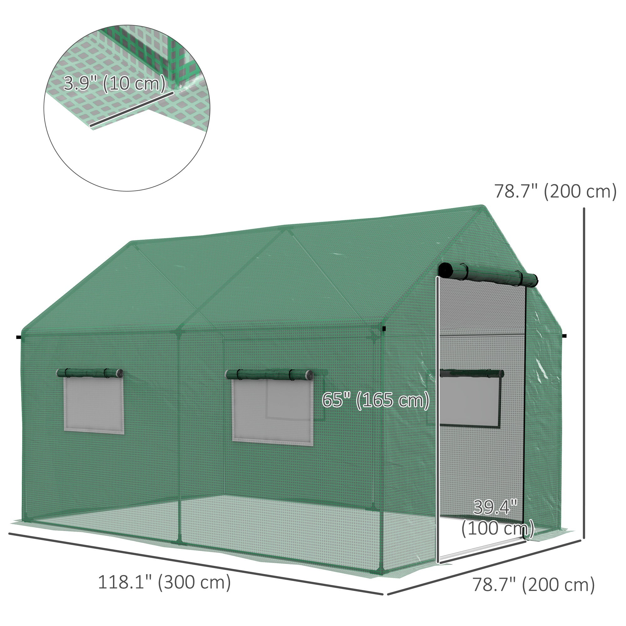 Outsunny 6.6'x10'x6.6' Walk-In Tunnel Greenhouse UV-Resistant Door Mesh Windows Green