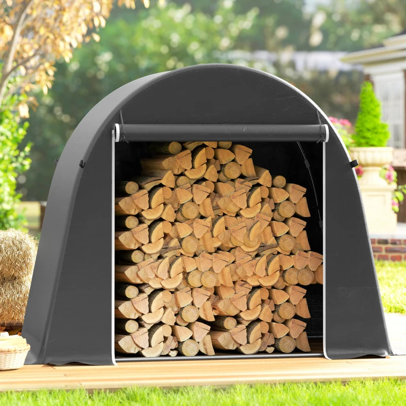 8' x 4' Portable Shed, Waterproof Bike Tent with Roll-up Zipper Door and Galvanised Metal Frame for Bike, Garden Tools