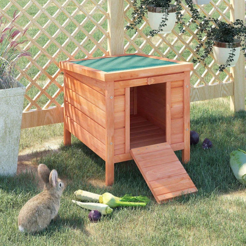 Wooden Rabbit Hutch Bunny Cage Outdoor Cat House Guinea Pig Cage Duck Shelter, Indoor Outdoor Use, 20"x16.5"x17", Orange