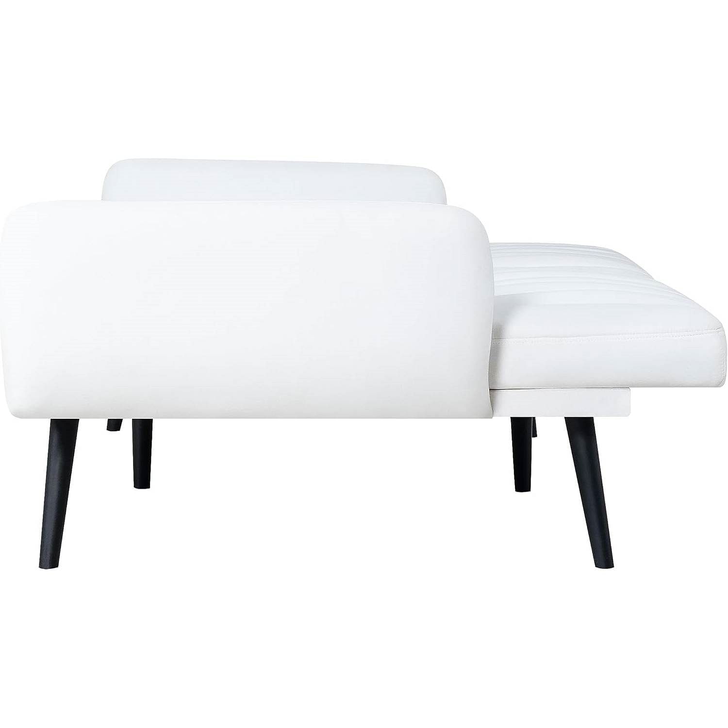 Modern Mid-Century Futon Sleeper Sofa Bed in White Linen Fabric - Free Shipping