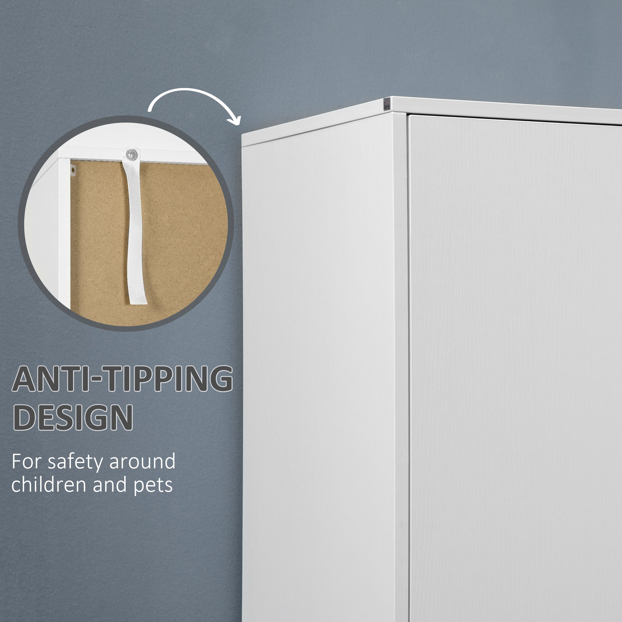 HOMCOM Spacious Wardrobe Closet Armoire with Drawers Hanging Rail for Bedroom Clothes Organization Storage White