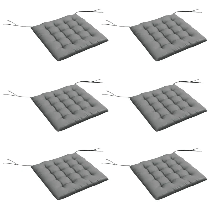6-Piece Seat Cushion Pillows Replacement, Button Tufted Patio Chair Cushions Set with Ties, Charcoal Grey