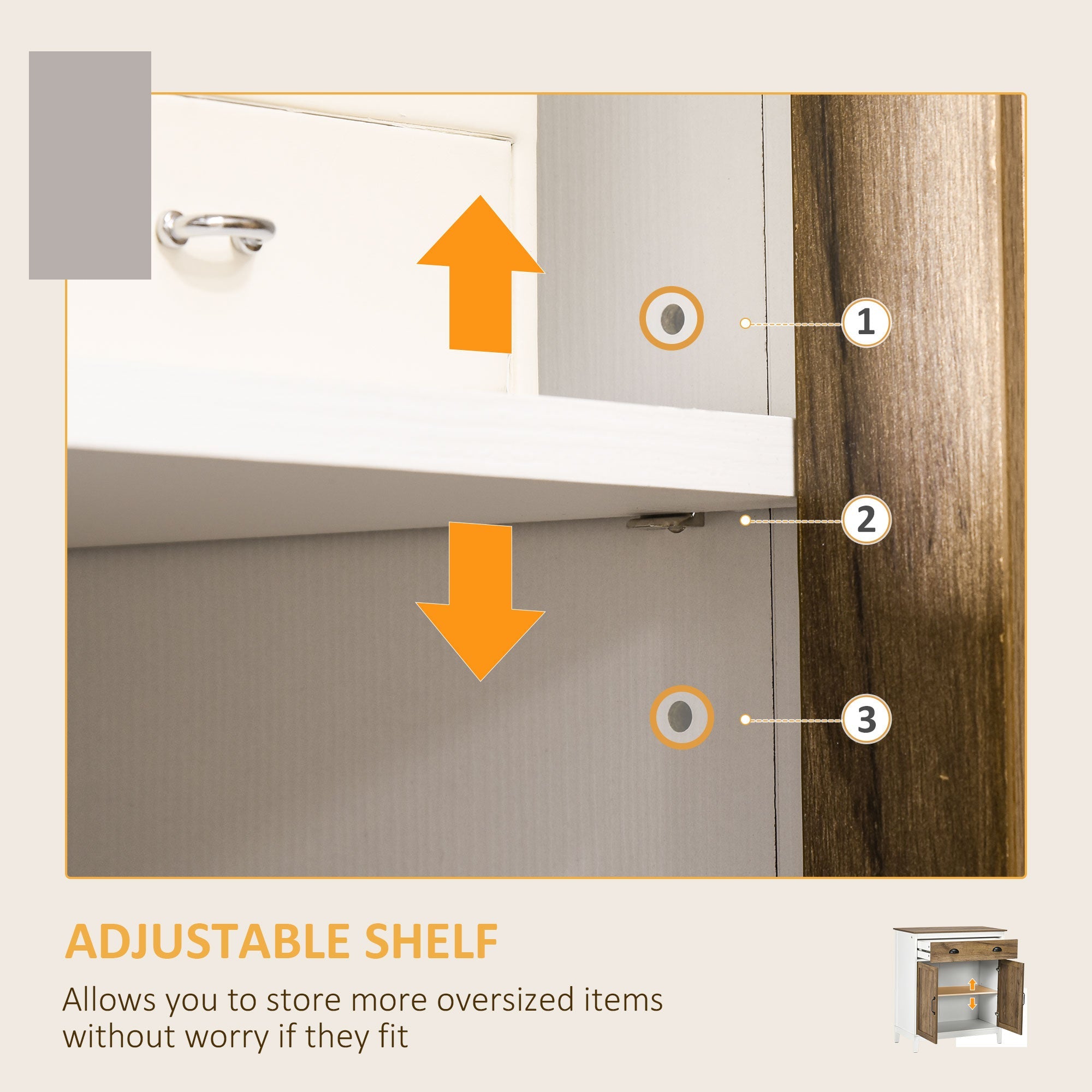 HOMCOM Distressed Wood Farmhouse Sideboard: Storage Cupboard with Drawer & 2 Doors for Rustic Kitchen & Living Room Decor