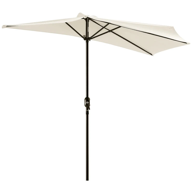 9.8ft Half Umbrella Semi Round Patio Parasol with Crank Handle, Top Vent for Garden, Balcony- NO BASE INCLUDED, Cream