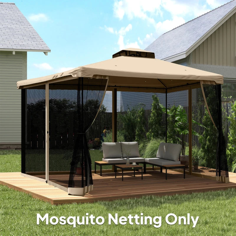Replacement Mosquito Netting for Gazebo 12' x 12' Black Screen Walls for Canopy with Zippers, Beige