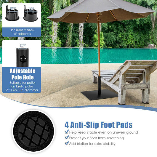 42 LBS Weighted 25 Inch Square Patio Umbrella Base - Free Shipping