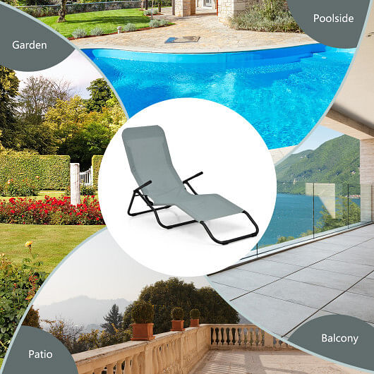 2 Pieces Folding Portable Patio Chaise Lounger with Rocking Design-Light Green - Free Shipping