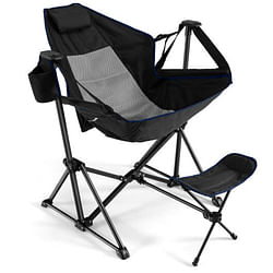 Hammock Camping Chair with Retractable Footrest and Carrying Bag-Black - Free Shipping